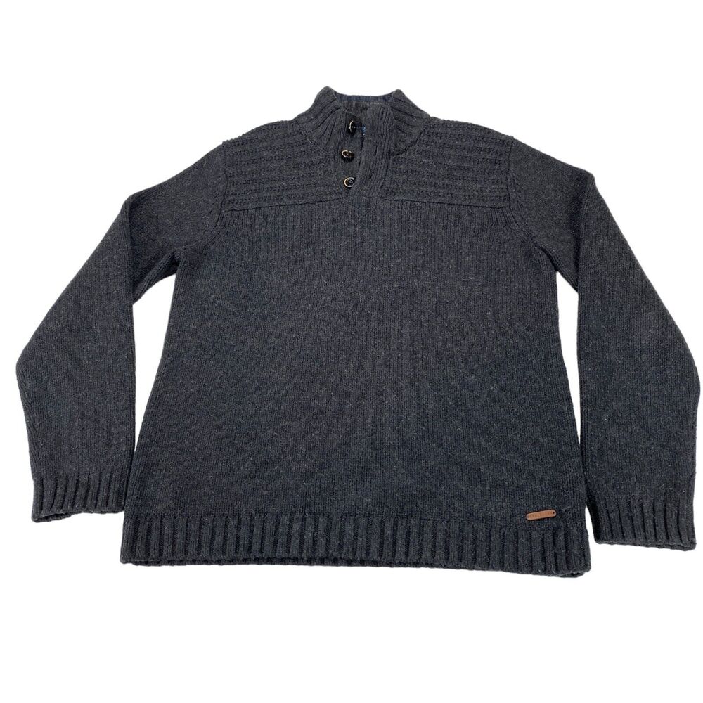 Ted Baker London Sweater Men’s Size 4 L Gray Knit Cotton Long‎ Sleeve Mock Neck